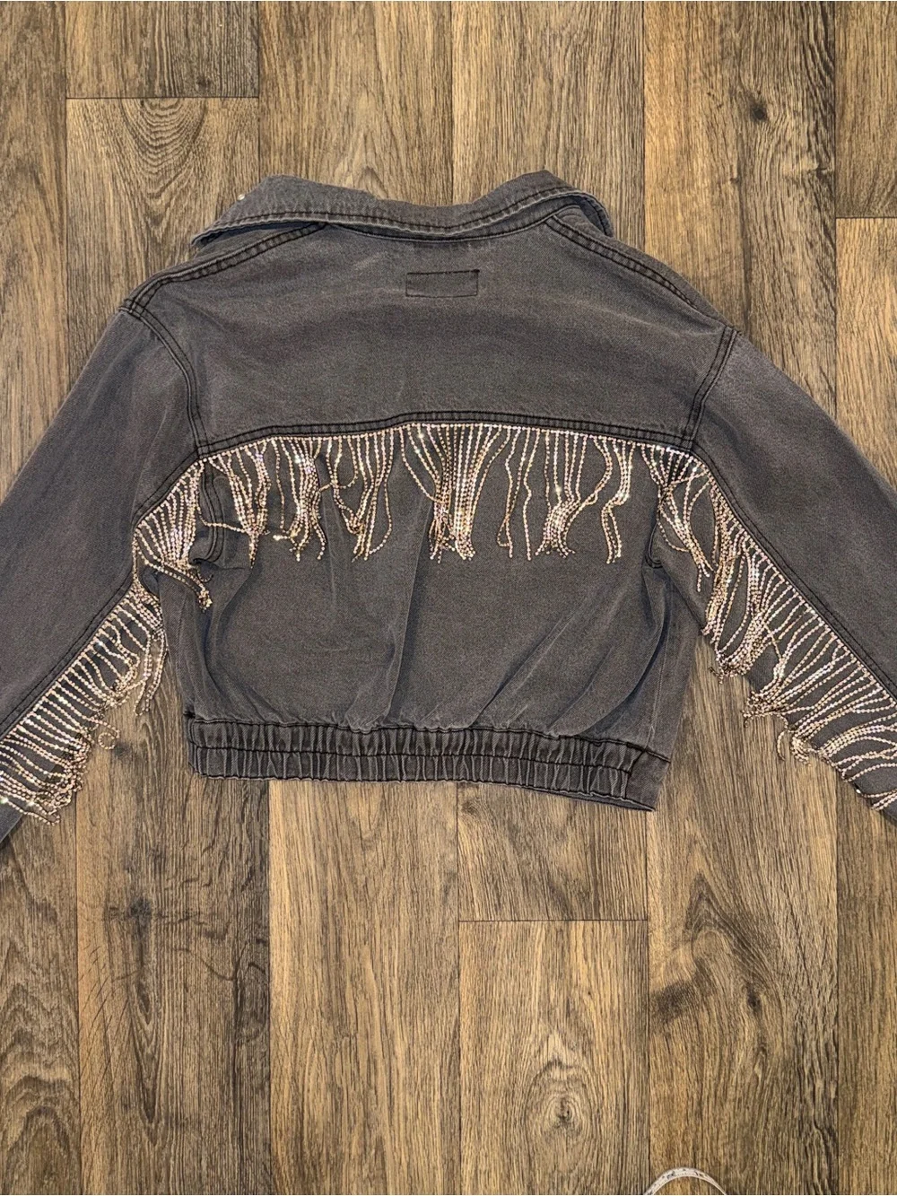 Free People Black Comet Denim Bomber Jacket - Picture 9 of 11